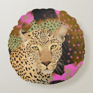 Mesmerising Leopard Round Cushion