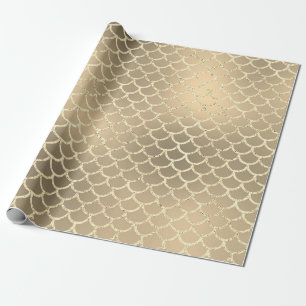 Mesmerising Mermaid Scales Smoky Gold Champagne Wrapping Paper