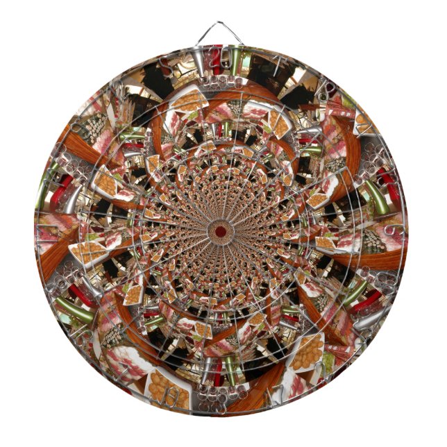 Mesmerising Mosaic of Sushi Brown Colours Dartboard (Front)