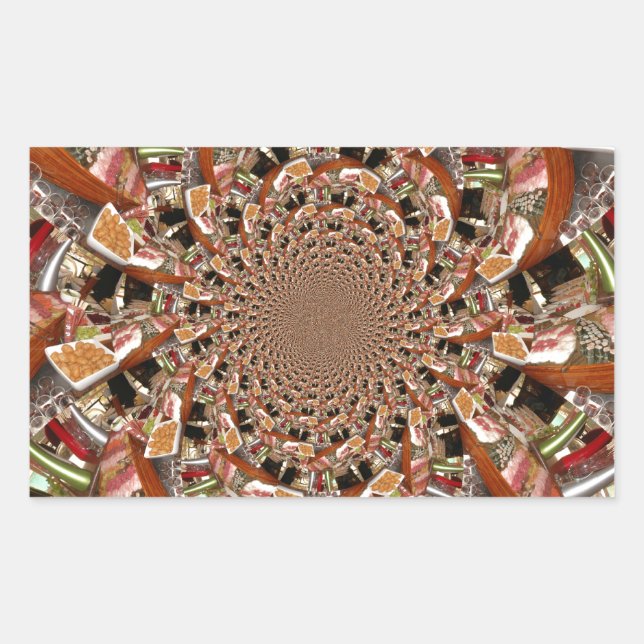Mesmerising Mosaic of Sushi Brown Colours Rectangular Sticker (Front)