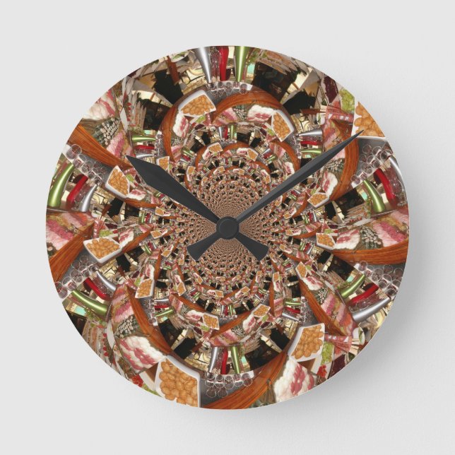 Mesmerising Mosaic of Sushi Brown Colours Round Clock (Front)
