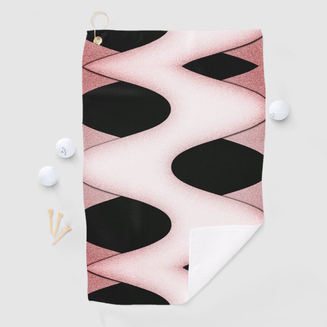 Mesmerising Oriental Pink Waves Golf Towel (InSitu)