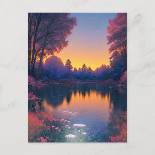 Mesmerising Sunset Over the Charming Lake Postcard
