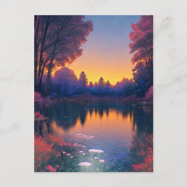 Mesmerising Sunset Over the Charming Lake Postcard (Front)