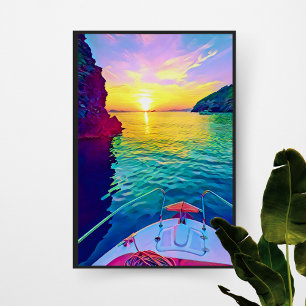 Mesmerising Sunset Seascape - France by Boat Poster