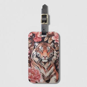 Mesmerising Tiger Pink Flowers Luggage Tag