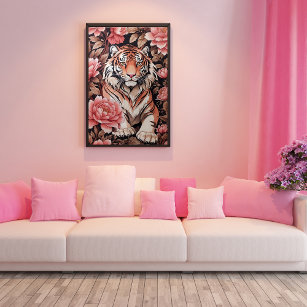 Mesmerising Tiger Pink Flowers Poster