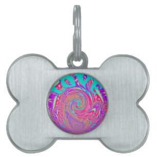 Mesmerising Whirlpool Love Cyan Text art Graphic Pet Name Tag