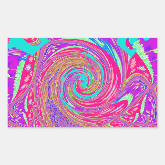 Mesmerising Whirlpool Love Cyan Text art Graphic  Rectangular Sticker (Front)