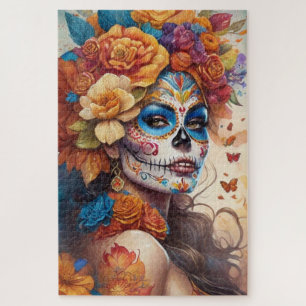 Mesmerising Woman in Sugar Skull Makeup Jigsaw Puzzle