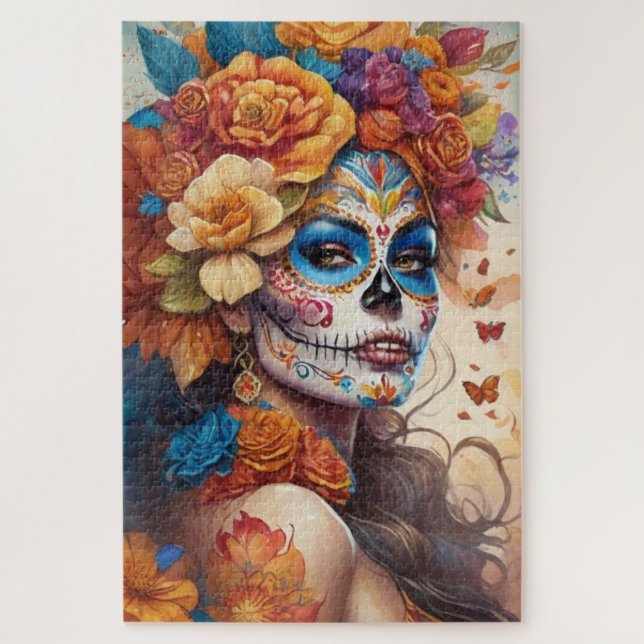 Mesmerising Woman in Sugar Skull Makeup Jigsaw Puzzle (Vertical)