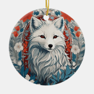 Mesmerizing Artic Fox Wildlife  Ceramic Tree Decoration