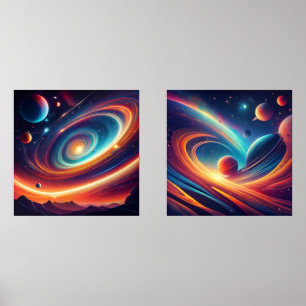 Mesmerizing Cosmic Worlds: Dual Space Art Prints
