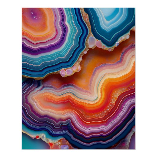 Mesmerizing Geode Art - Vibrant Color Strata Poster (Front)