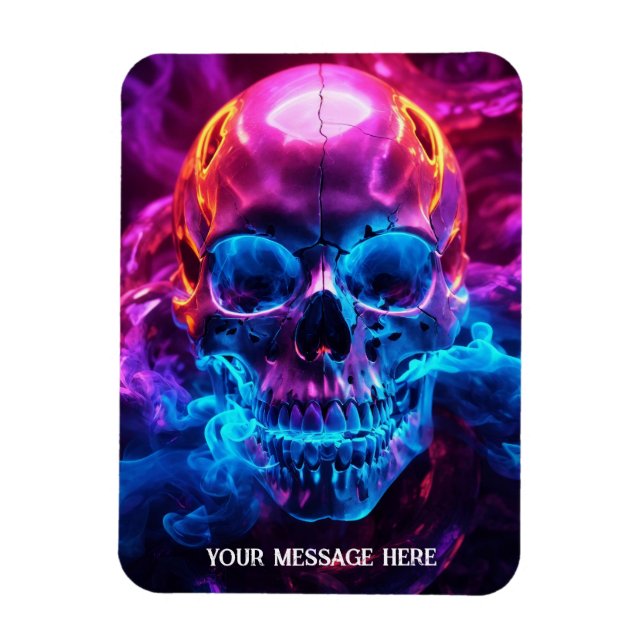Mesmerizing glowing human skull  magnet (Vertical)