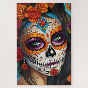 Mesmerizing Sugar Skull Makeup Art Jigsaw Puzzle