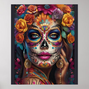 Mesmerizing Woman in Sugar Skull Makeup: Celebrate Poster