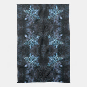 Mesmorizing Snow chrystal blue flake   Tea Towel