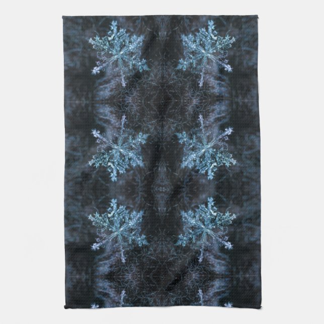 Mesmorizing Snow chrystal blue flake   Tea Towel (Vertical)