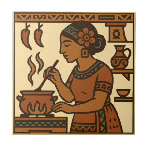 Mesoamerican Aztec Art Home Decor Ceramic Tile