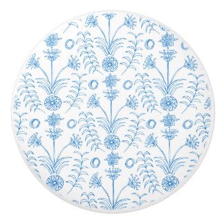 Mesopotamian Mediterranean Blue Lotus Flowers Ceramic Knob