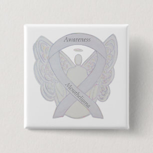 Mesothelioma Awareness Ribbon Angel Button