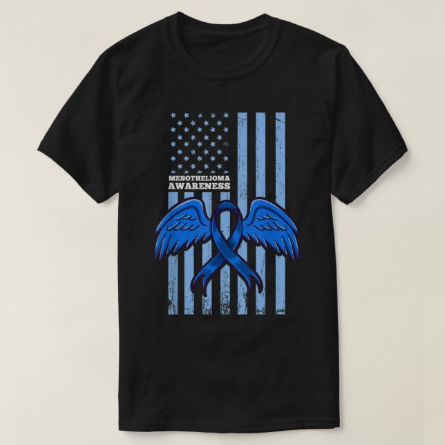 Mesothelioma Awareness Ribbon Flag  T-Shirt (Design Front)