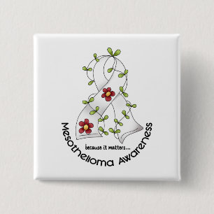 Mesothelioma Flower Ribbon 1 15 Cm Square Badge