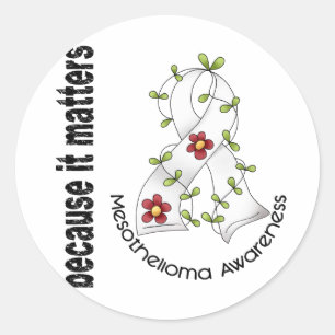 Mesothelioma Flower Ribbon 3 Classic Round Sticker
