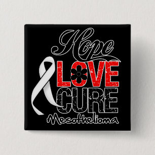 Mesothelioma Hope Love Cure 15 Cm Square Badge