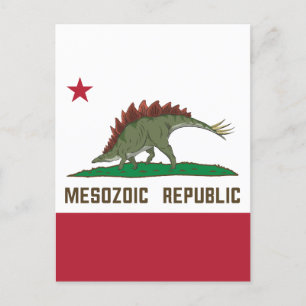 Mesozoic Republic California Flag Stegosaurus Postcard