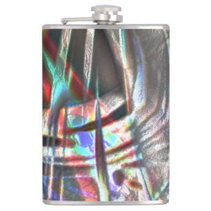 Mess of colourful strokes in rustic and showy grai hip flask