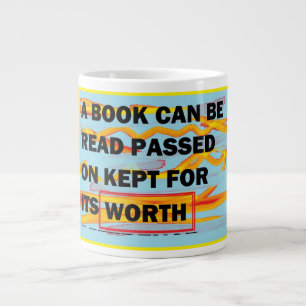 Message art design for those who like books large coffee mug