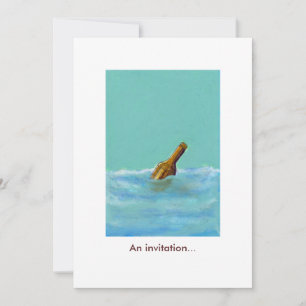 Message - bottle at sea PERSONALIZED invitations