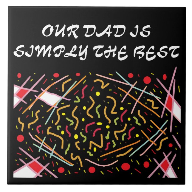 Message for Dad red black white design logo Tile (Front)