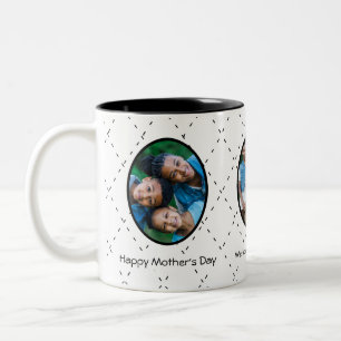 Message For Mum With Pictures Black and White Two-Tone Coffee Mug