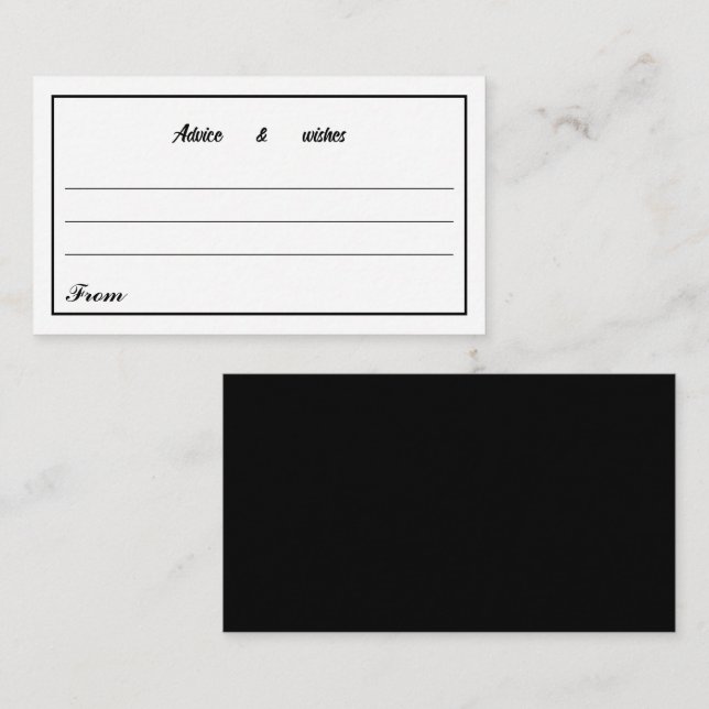 Message For New Couple Minimalist Black And White Enclosure Card (Front/Back)