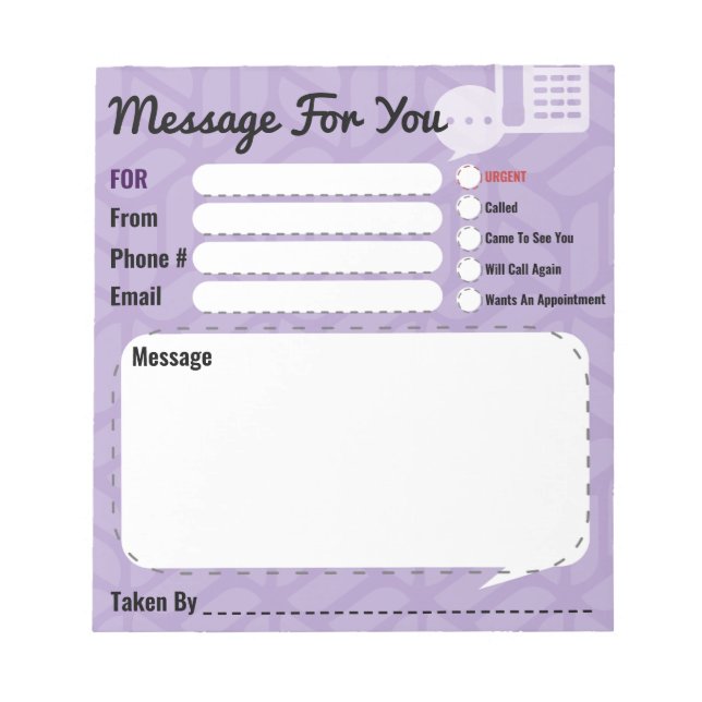 Message For You Phone Call Purple Office Pad (Front)