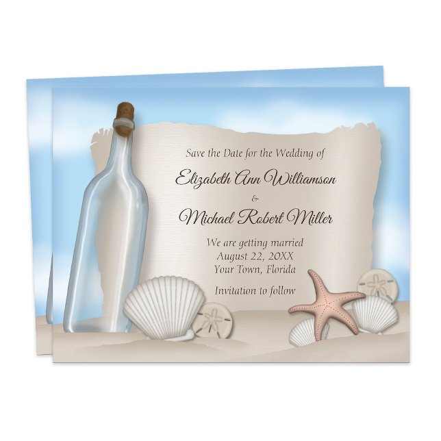 Message from a Bottle Beach Save the Date Cards (Creator Uploaded)