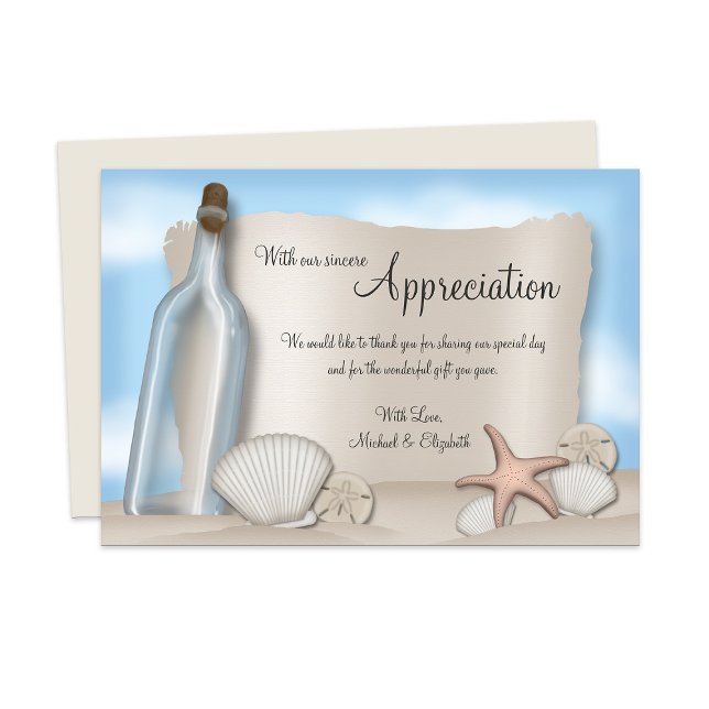 Message from a Bottle - Beach Thank You flat cards (Creator Uploaded)