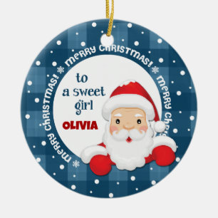 Message from Santa Claus for Girl Custom Name Ceramic Tree Decoration