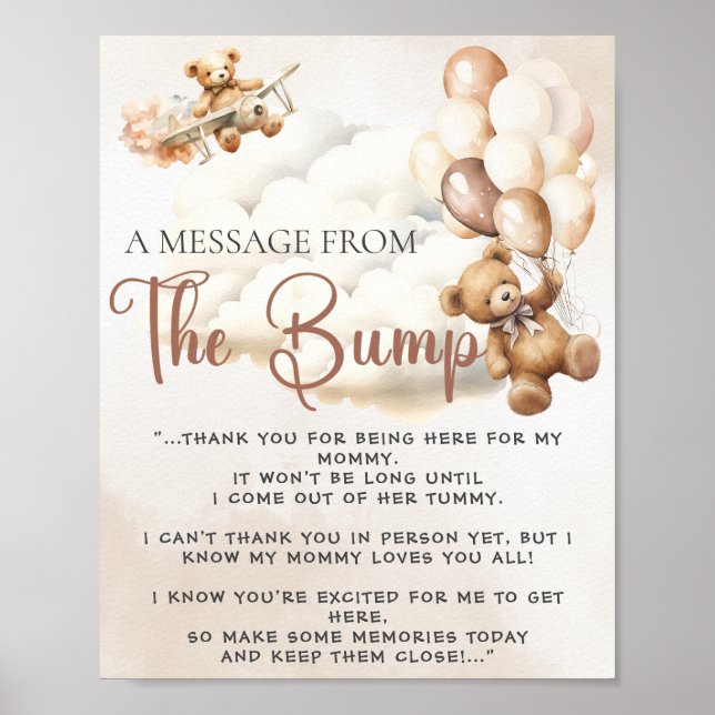 MESSAGE FROM THE BUMP Baby Shower GAME Poster (Front)
