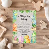 Message From The Bump Dinosaur Baby Shower Card