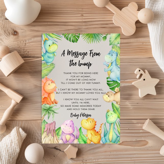 Message From The Bump Dinosaur Baby Shower Card (Creator Uploaded)