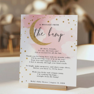 Message From the Bump Pink Gold Moon Baby Shower  Poster
