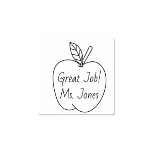 Message Grading Assignment Apple Outline Stencil Rubber Stamp