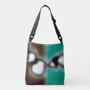 Message in a Bottle: Abstract Brown, Teal, B & W Crossbody Bag