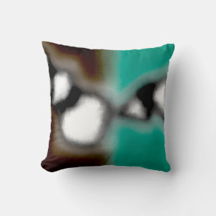 Message in a Bottle: Abstract Brown, Teal, B & W Cushion