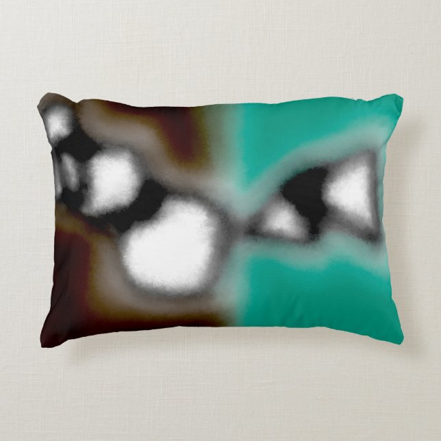 Message in a Bottle: Abstract Brown, Teal, B & W Decorative Cushion (Front)