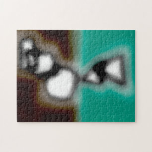 Message in a Bottle: Abstract Brown, Teal, B & W Jigsaw Puzzle